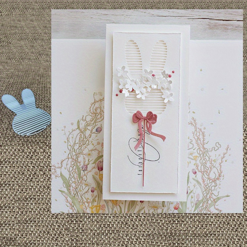 Oster-Stanzschablone Aus Metall – Kaninchen-Bordüre, 14x4,5 Cm, Für Karten, Scrapbooking & Deko