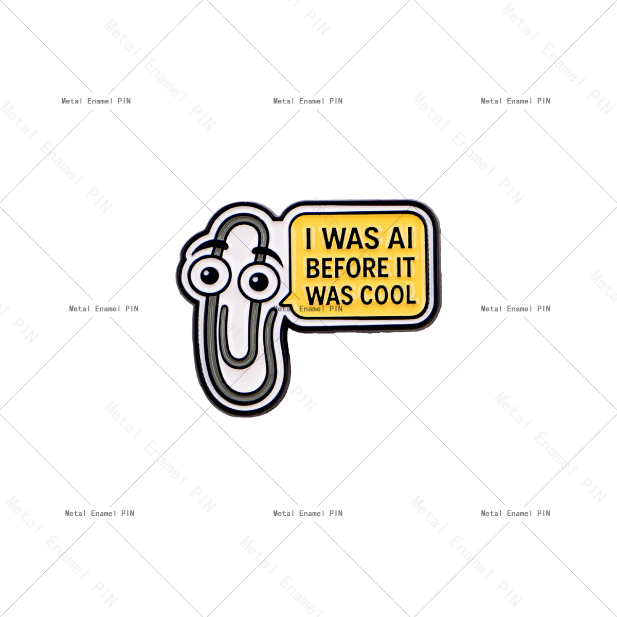TEMU 1pc "i Was Ai " Paperclip Enamel Pin, Funny Office Humor Brooch, Metal Lapel Badge For Backpacks Jackets, Tech & Office Joke Jewelry Gift