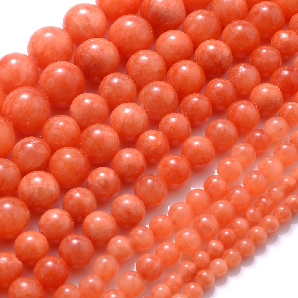 TEMU Orange Natural Stone Beads - Loose Beads For Jewelry Making, Bracelets, Necklaces, Diy Crafts, Birthday/anniversary Gifts - Durable & Versatile