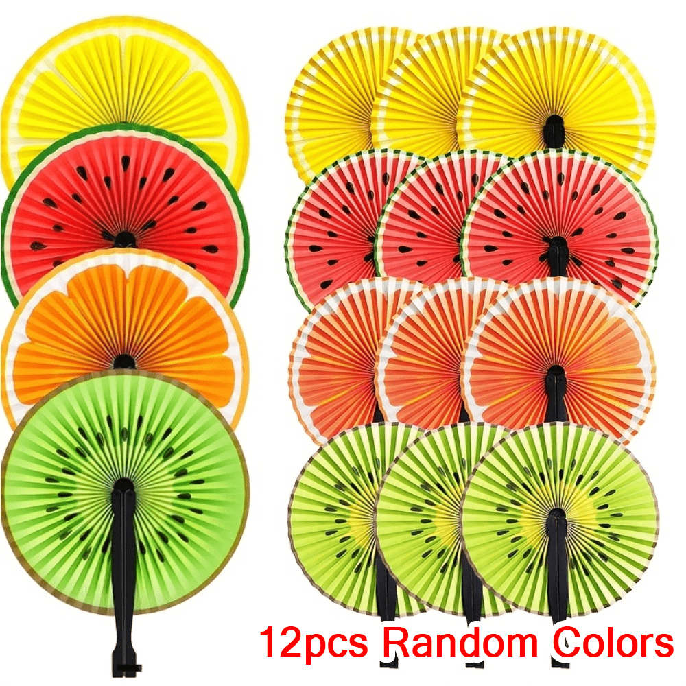 TEMU Ventagli a rotondi portatili pieghevoli 12 pz, colori casuali: , , limone, kiwi. pieghevole piccolo, design facile da trasportare, ventagli