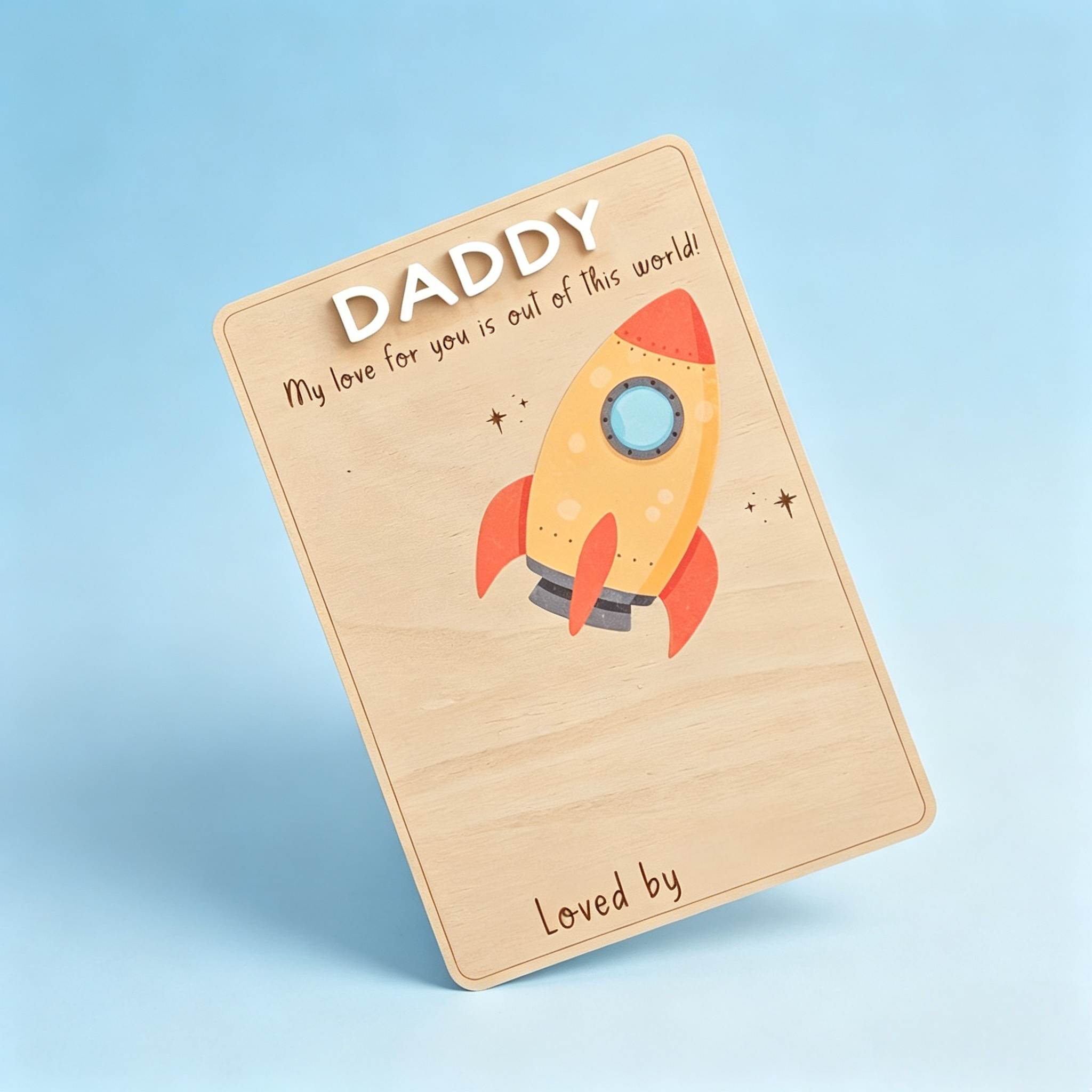 TEMU 2d Flat, 1pc Diy Parent-child Handprint Plaque - Artificial Rocket-themed Suitable For Dad, Doodle Ornament With "", Father's Day Gift For,