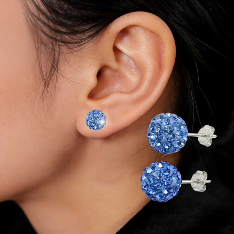 Women's Retro Bohemian Style Blue Spherical Stud Earrings