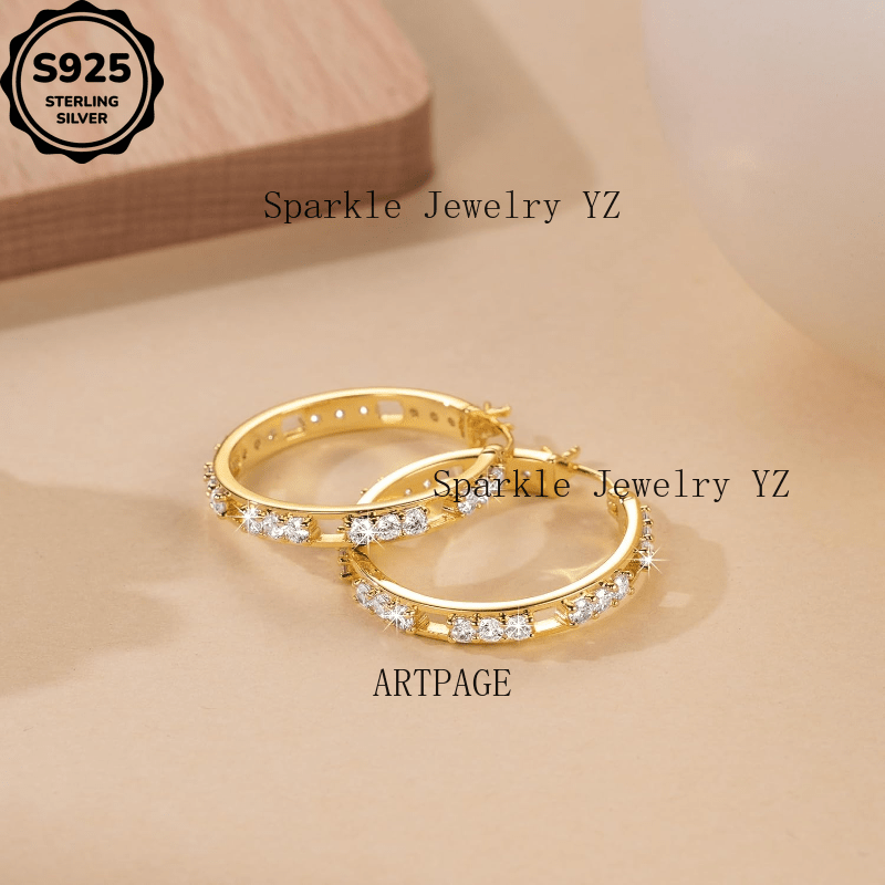Women's 18K Plated Large Hoop Earrings with AAA Zirconia