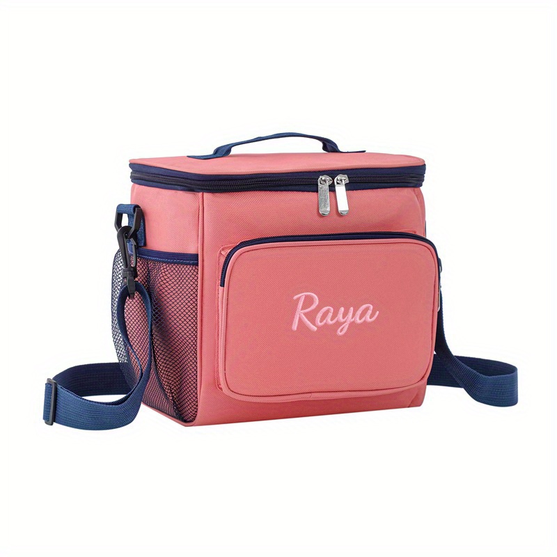 TEMU 1pc Custom Embroidered Insulated Lunch Bag For Women Men, Reusabl Multi-functional Lunch Bag, Leakproof Thermal Lunch Bag With Adjustable