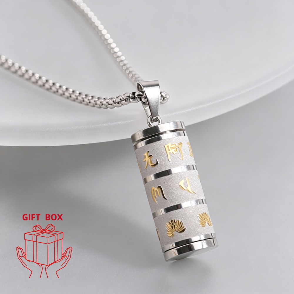 925 Silvery Necklace, Cylindrical Necklace, Fashionable Retro, Rotatable. Men's Necklace, Gift Jewelry Box, , Holiday Gifts, Birthday Gifts, Gifts For And Teachers. A Gift