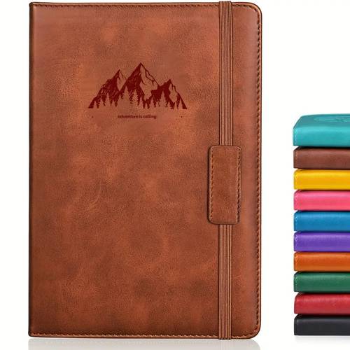 elegant a5 leather executive notebook for men women 256 pages embossed brown with stitched edges ideal for travel business work school college lay flat spiral bound 5 7 x8 3