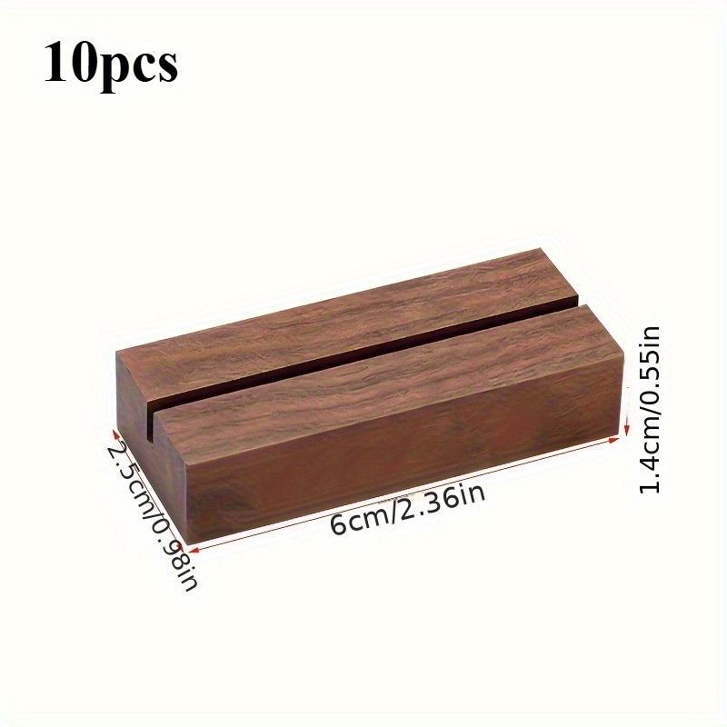 TEMU 10pcs Wooden Card Holders - Modern Minimalist Desk & Dining Table Organizers With Sturdy Slots For Business Cards, Postcards, Menus - Durable