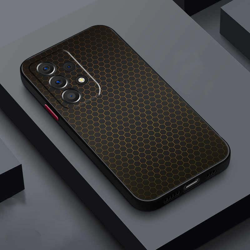TEMU Carbon Fiber Honeycomb Simple Pattern Phone Case Frosted Transparent Durable Tpu For Galaxy A35 A25 A15 A05s A23 A73 A33 A53 A04s A32 A03s A02s