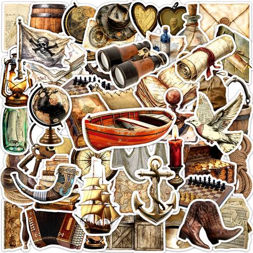 50pcs retro nautical multi scene stickers series office supplies notebook additions stickers for journals scrapbooks computers water bottles and cars