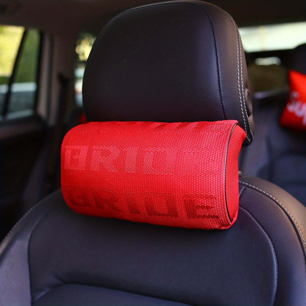 TEMU Jdm Style Pillow Seat Support Headrest Racing Fabric Comfortable Neck Rest Cushion 1pc