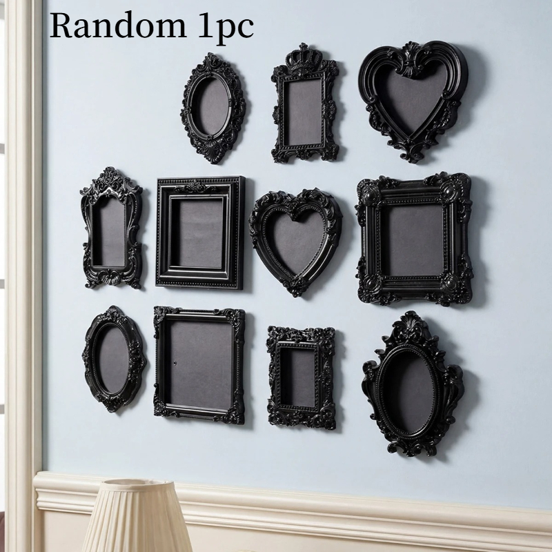 TEMU Random 1pc Black European-style Three-dimensional Pattern Decorative Pendant, Resin Material Wall Decoration Frame