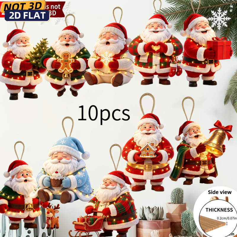 TEMU Piatto 2D, 10 pz Simpatici Ornamenti di con di e Regali, Ornamenti Appesi in Legno, Adatti per Alberi Interni/Esterni, Finestre, Feste - Nessuna