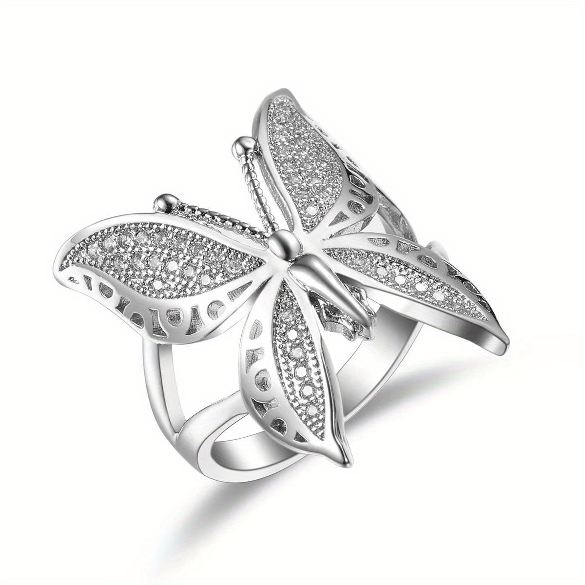 925 Sterling Silvery Cute Female Synthetic Zirconia Simple Wedding Ring Stamp Love Engagement Ring