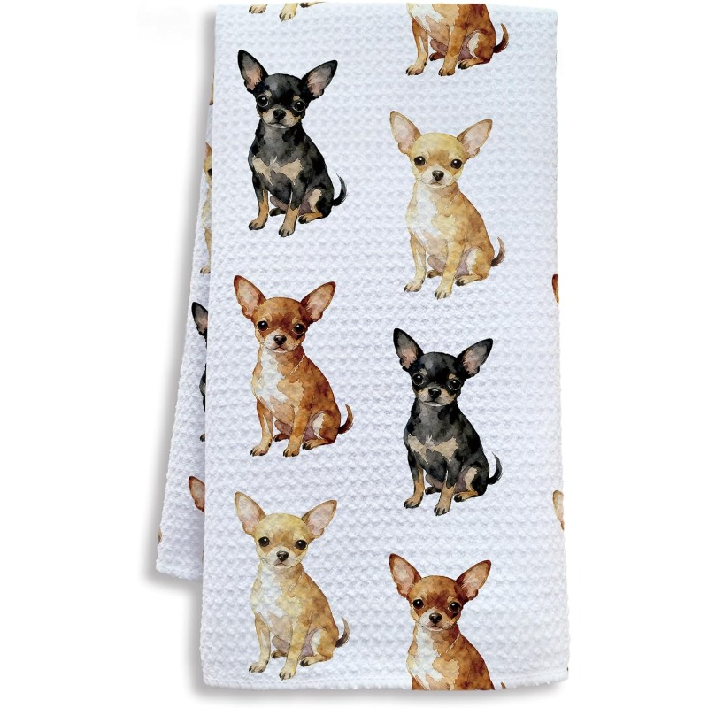 TEMU 1pc Chihuahua-themed Kitchen Towels Suitable For Dog Lovers, Chihuahua Owners Gift With Chihuahua Puppy, Decorative Dish Towels For Dish Drying,