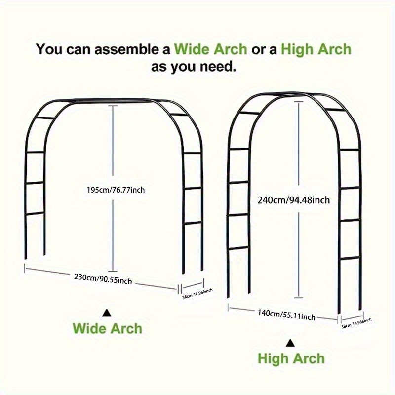 1pc black metal garden arch heavy duty   for climbing plants roses vegetables balloons industrial hardware included ideal for outdoor garden decor and valentines day display garden decor   elegant garden accessory   iron construction