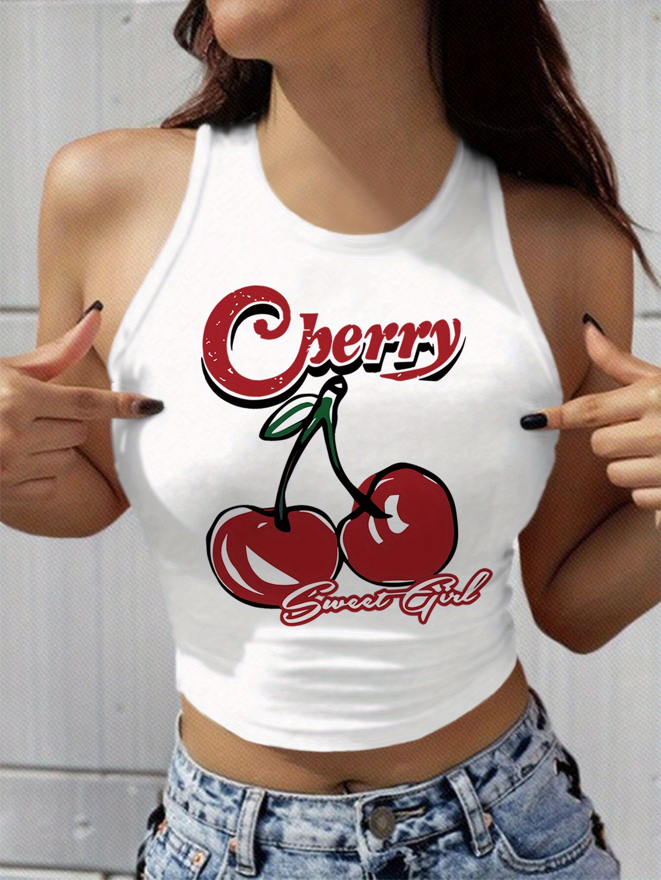 women's fit sleeveless tank cherry 