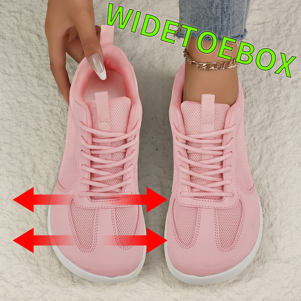 TEMU High-back-friendly, Extra-wide Fit Casual Sneakers For Women, -sole Commuting Flats For Daily Loose Wear