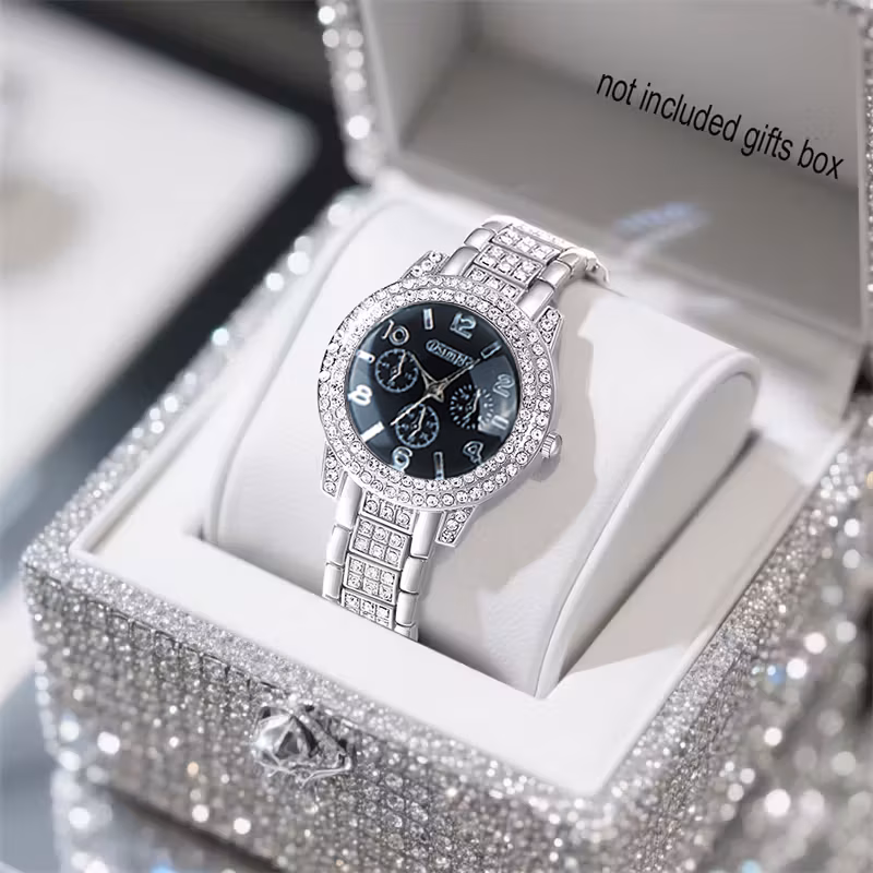 6pcs set watches for women set with 5pcs bracelet necklace earrings ring jewelry for women set elegant womens watches valentines day birthday christmas gifts for women reloj de mujer watches for women Product details 24