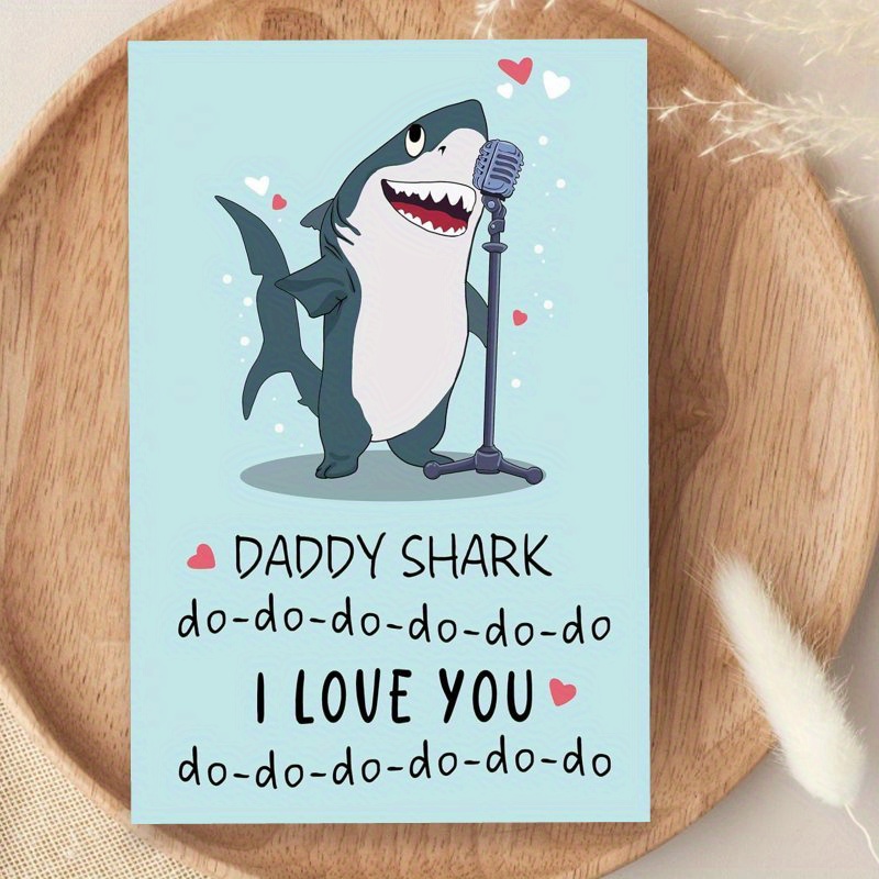TEMU A Cute Shark Father's Day Card - "dad Shark, I Love You," Featuring A Heart-shaped Design, Perfect For Birthdays And Special Occasions, An Ideal