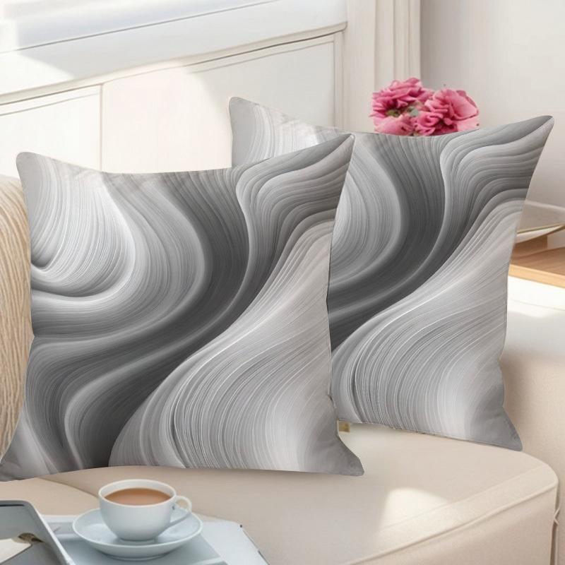 TEMU 2D Flat - Jit2 pezzi, Stampa 2D Flat, Moderno Minimalista Motivo Astratto per , Copricuscino Grigio per Camera da Letto, Migliora lo Stile dello