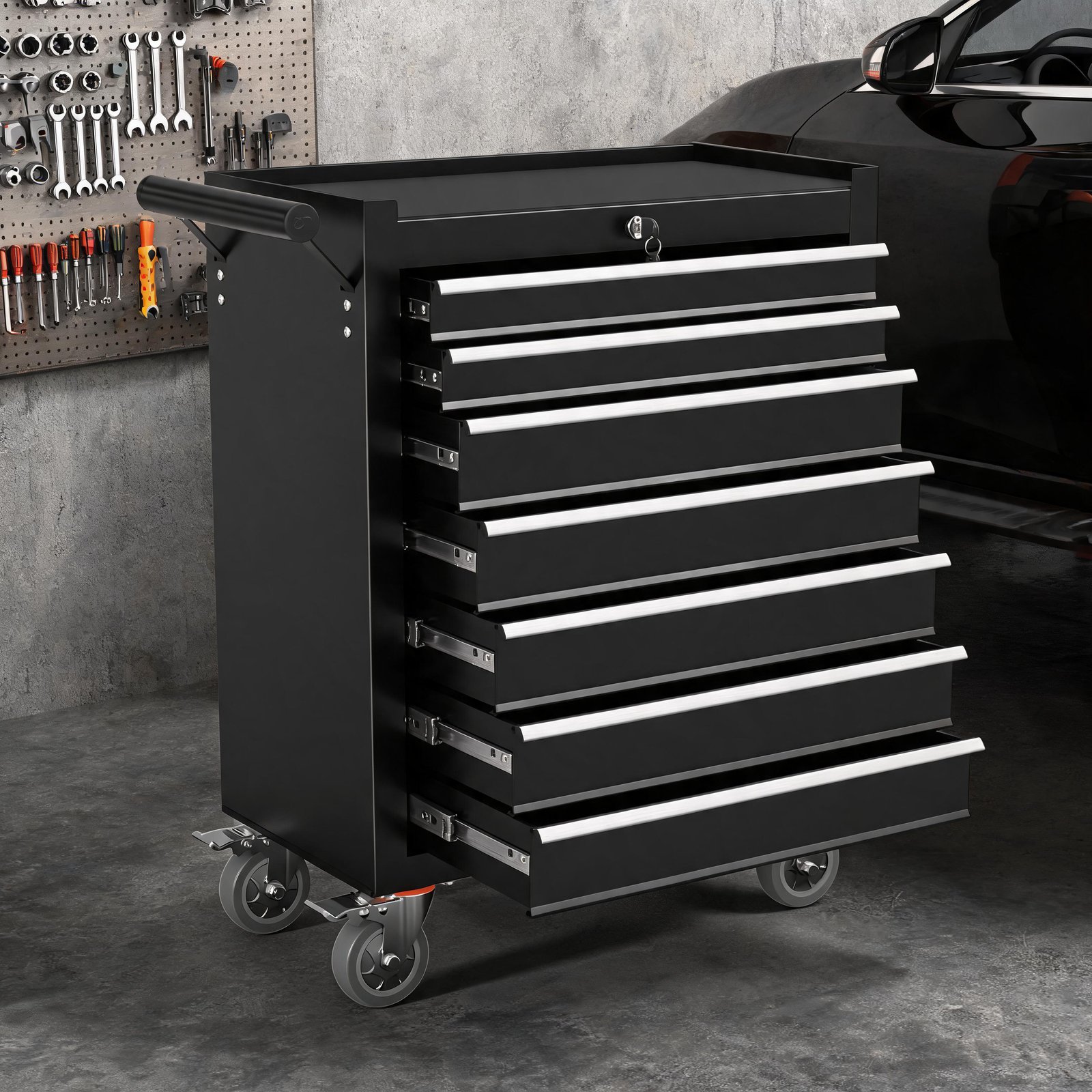 item picture 7 drawer metal rolling toolbox with wheels tool storage cabinet with locking system garage toolbox on wheels workshop maintenance workshop