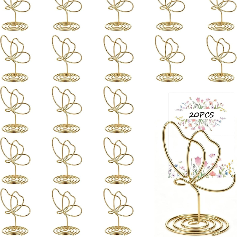 20 soportes dorados de   para números de mesa, soportes para tarjetas de   para mesas, soportes para tarjetas de mesa para   de mesa, fotos para  , fiestas, restaurantes,  