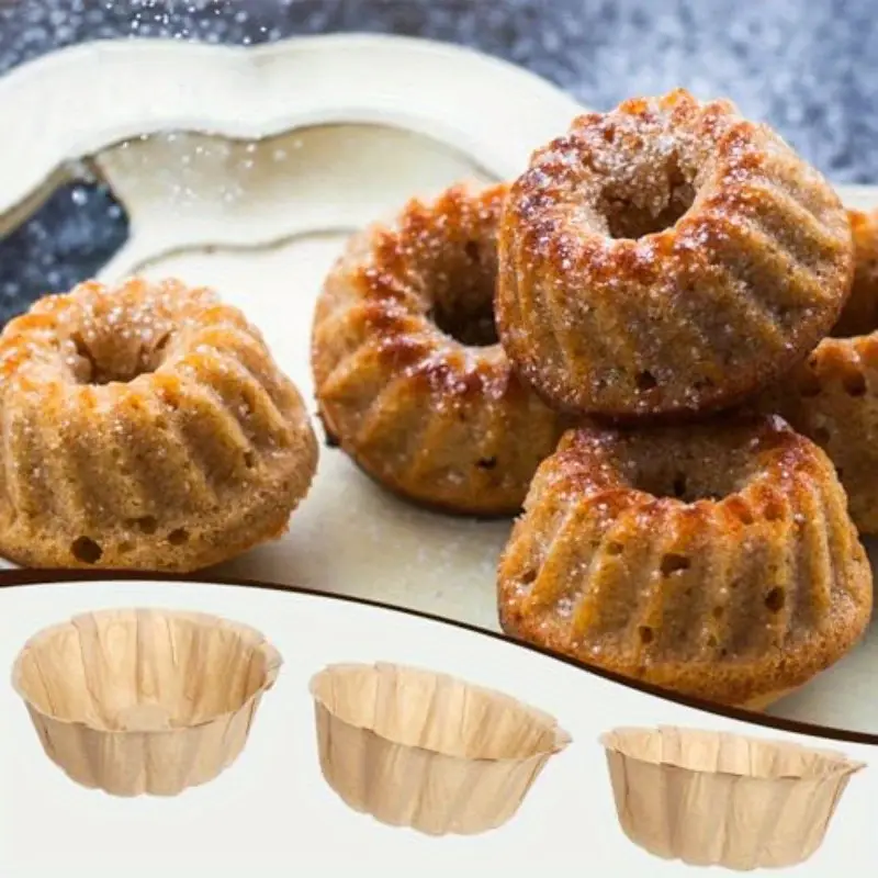 100pcs mini fluted tube pan liners - nonstick disposable baking sheets, 4 inch round cake pans for angel food, pies, scones, pineapples - weddings, parties, home baking - & , , fluted , durable liner, dessert liner, , wedding desserts, decorative baking, nonstick surface, dessert molds, party hosts, oven & microwave safe grease-proof paper baking cups with vertical rides for baking - ideal for weddings Product details 6