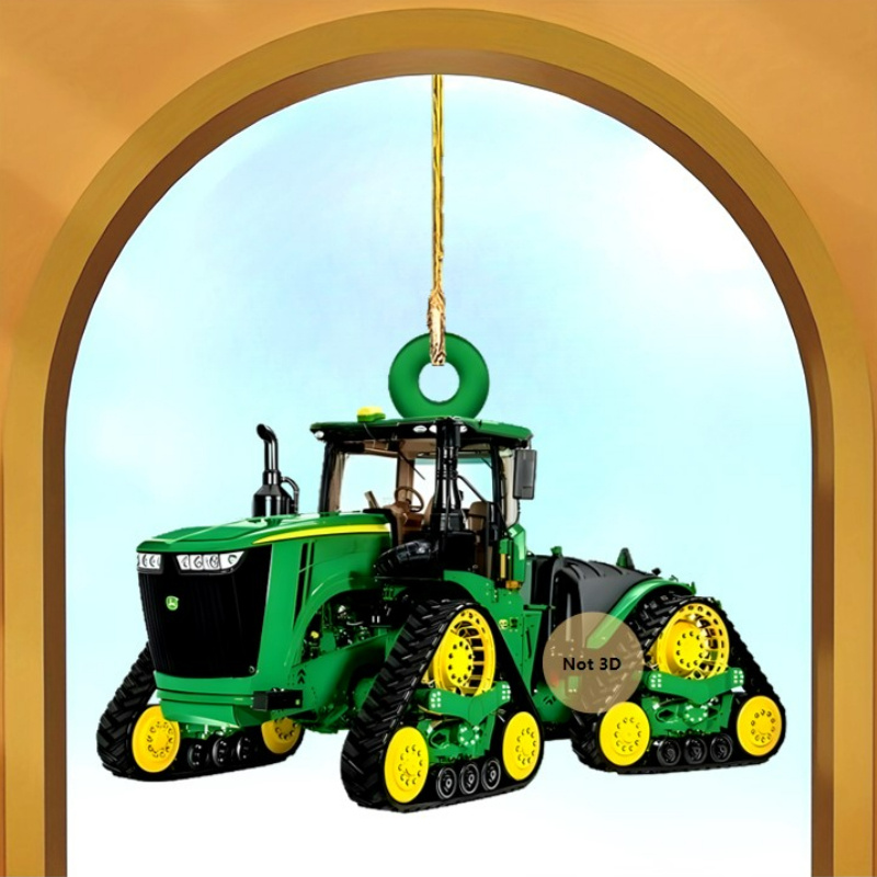 

2d Acrylic Tractor Ornament - Green & Yellow Pendant With , Christmas Tree Decor, Keychain, And Holiday Gifts For Tractor Enthusiasts, Tractor Accessories,