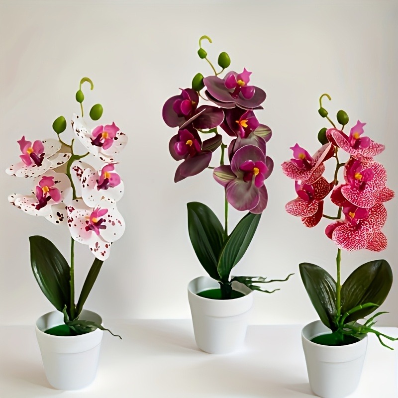 Set van 3 kunstbloemen voor huisdecoratie - Orchideeën in pot