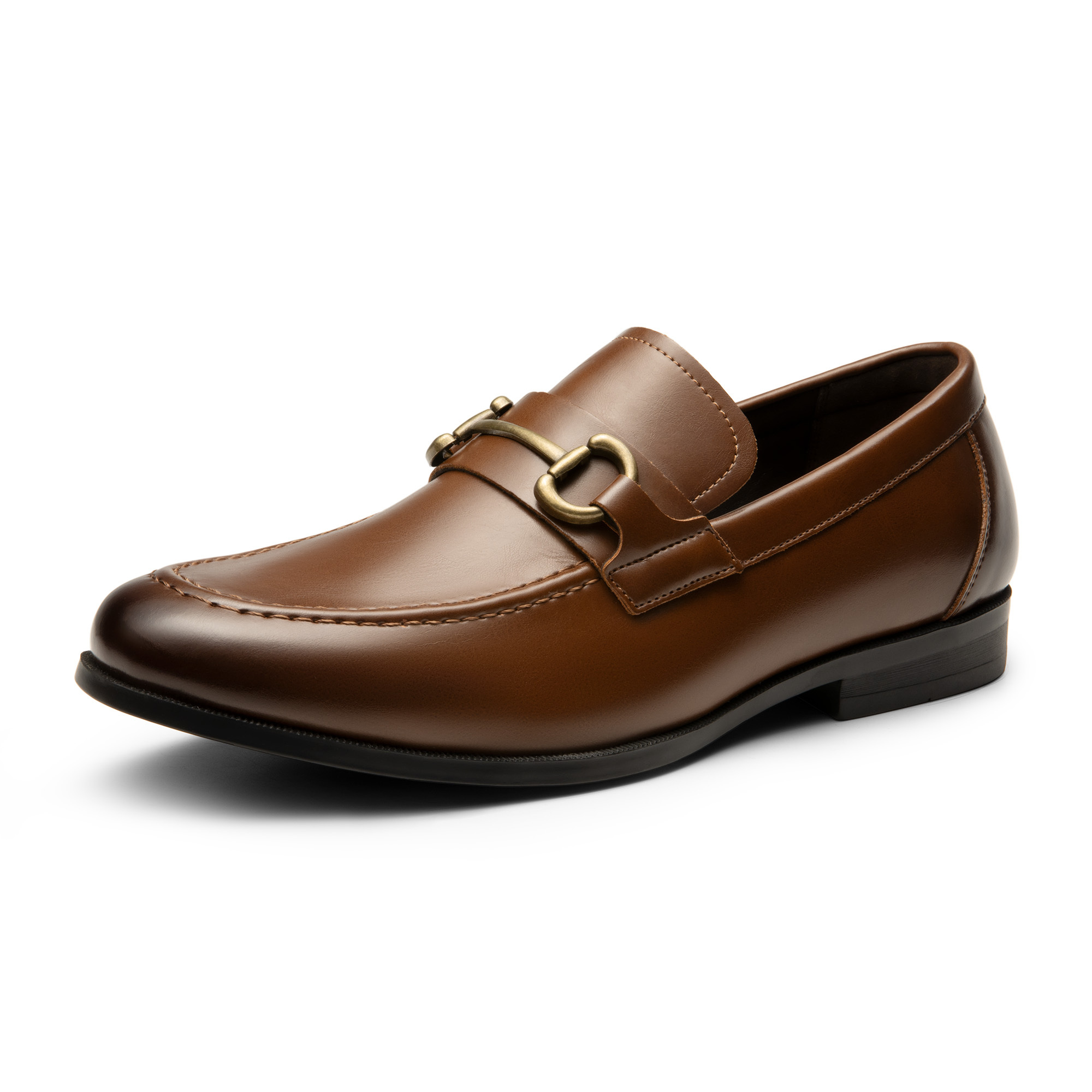 Men\'s Dark Brown Leather Slip-On Loafers with Metal Bit Men Brown Leather Loafers with Metal Bit Detail | Centro  main image 4