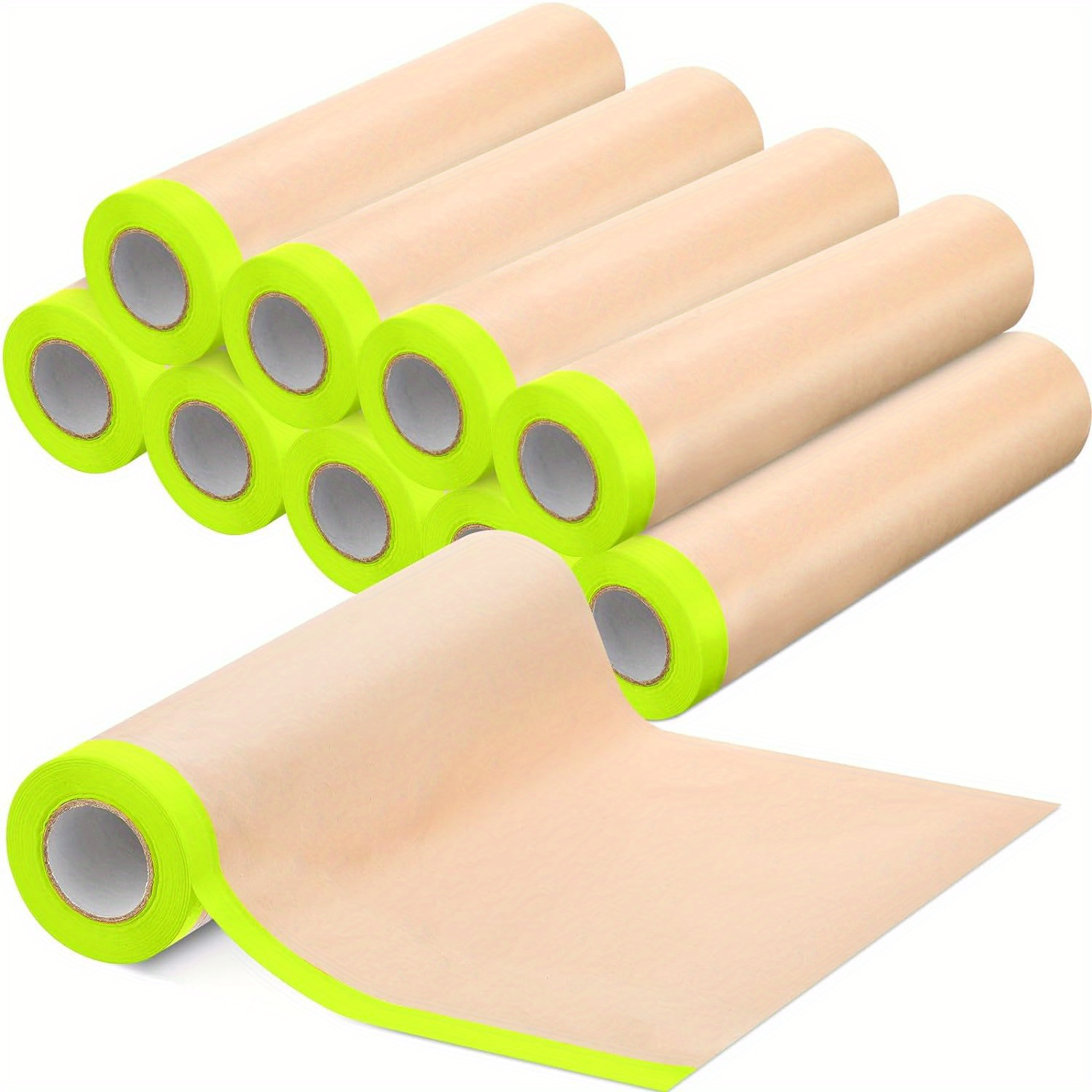 TEMU Pre-taped Masking Paper For Automotive Painting - Car Body Repair Masking, Assorted Sizes For Vehicle Spray Painting Protection