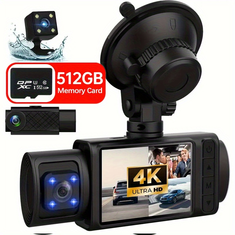 driving recorder 3 channel driving recorder 4k 1080p front and rear driving recorders triple car driving recorder 512gb card and 32gb card   driving recorder 160p full hd   170 wide angle instrument panel
