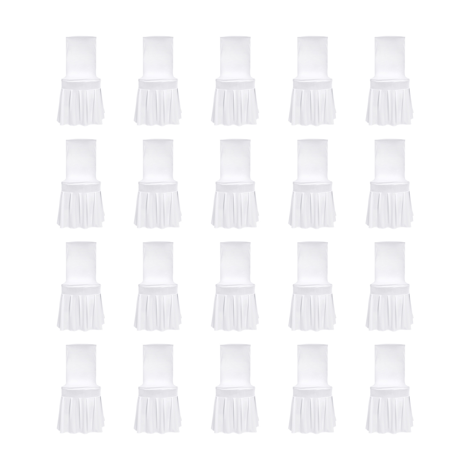 20pcs Thick White Chair Slipcovers With Pleated Skirt, 95% 5% Spandex Stretchable, Anti-slip Dustproof Washable, Fit Wooden/ Vip Chairs For Wedding Hotel Party Home Decoration