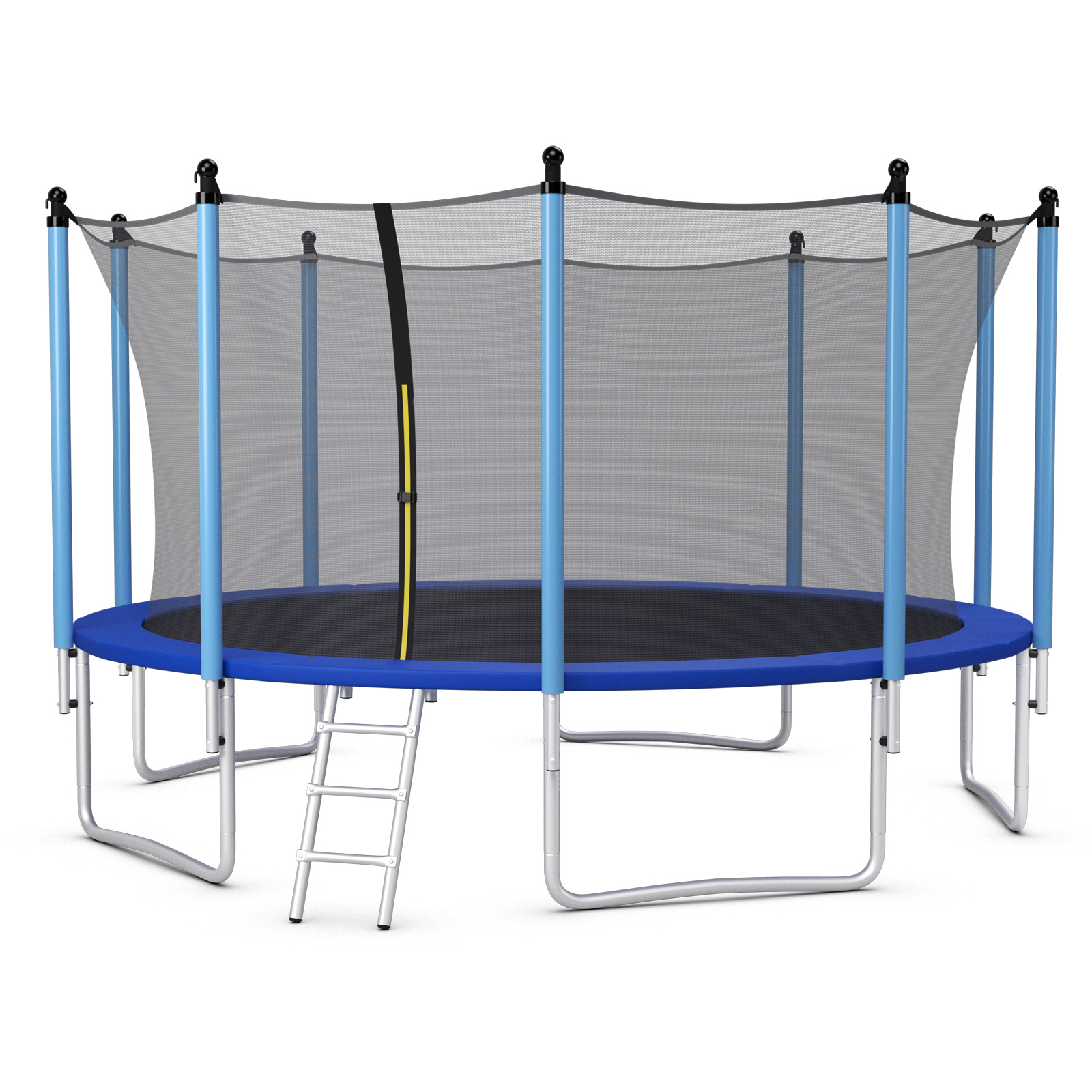   15ft patio trampoline kids trampoline w enclosed net ladder reinforced galvanized   jumping exercise fitness trampoline for 6 years old