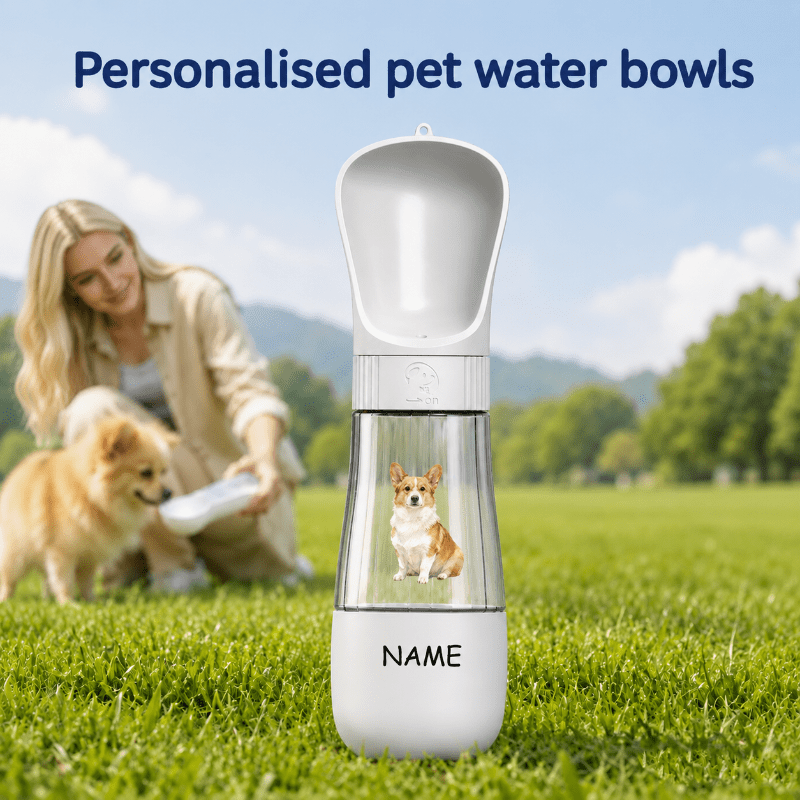 Customizable Portable Pet Water Cup with Custom Images and Names