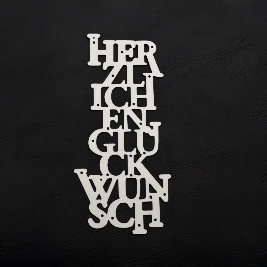TEMU New Arrival German "herzlichen Glückwunsch" Sentiment Metal Cutting Dies, Vintage Font Word Die Cuts For Card Making, Birthday Congrats Stencils