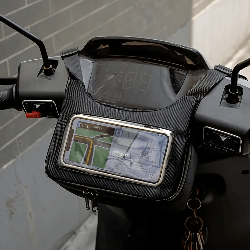 Motorcycle, Electric Scooter & Moped Front Dashboard Hanging Bag With Touchscreen Phone Navigation And Outdoor Storage Pouch