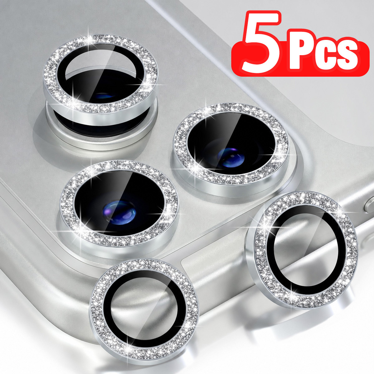 TEMU 5 protectores de lente de cámara metálicos brillantes, para iPhone 18 Pro Max/18 Pro/17 Pro Max/17 Air/16 Pro/15 Pro/14 Pro/13 Pro Max/12/11,