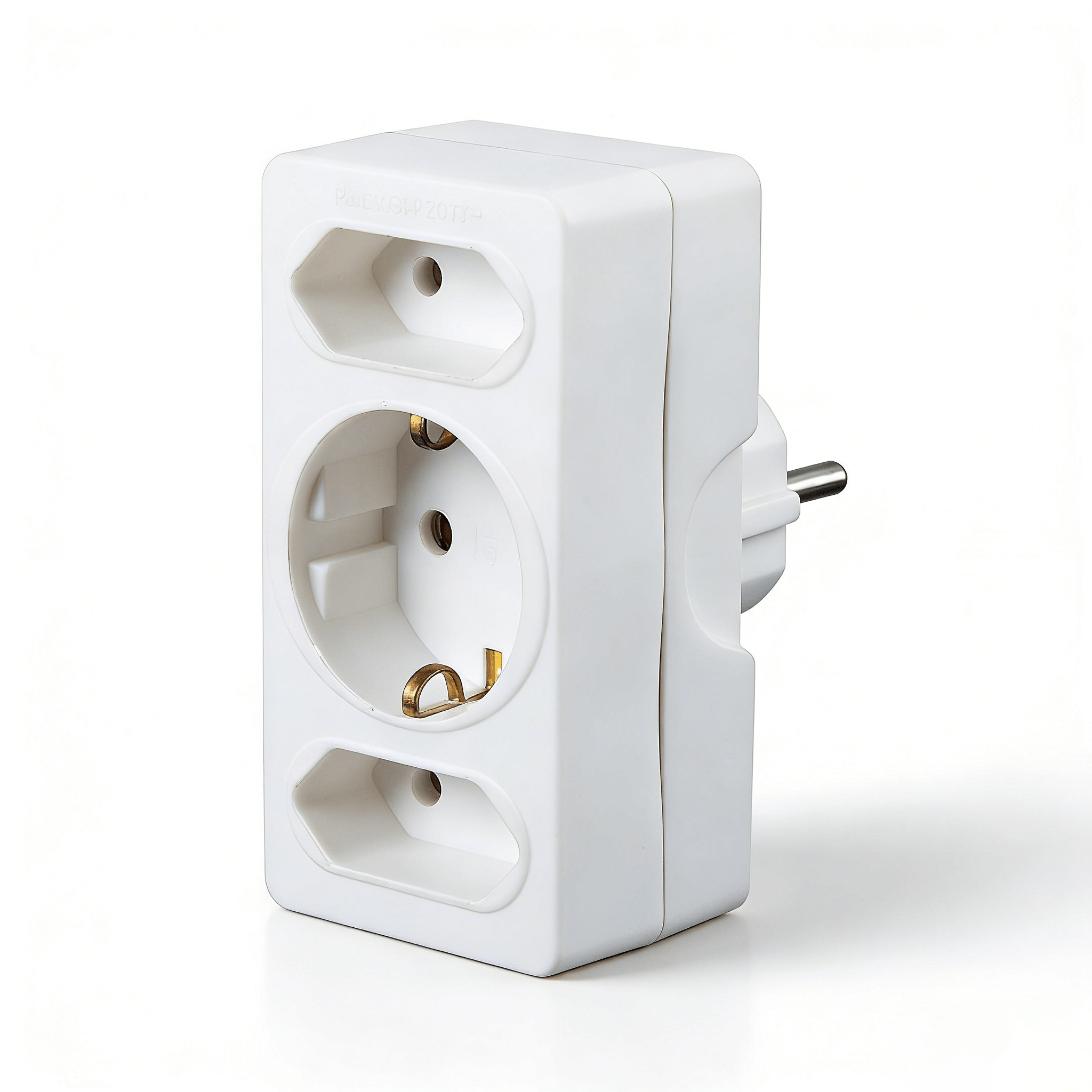 E-shop Dreifach-Steckdosenadapter, Steckdose nach deutschem Standard, (ohne Schutzkontakt) 16A 250V, weißes PC-Material. Geeignet für Zuhause, Reisen