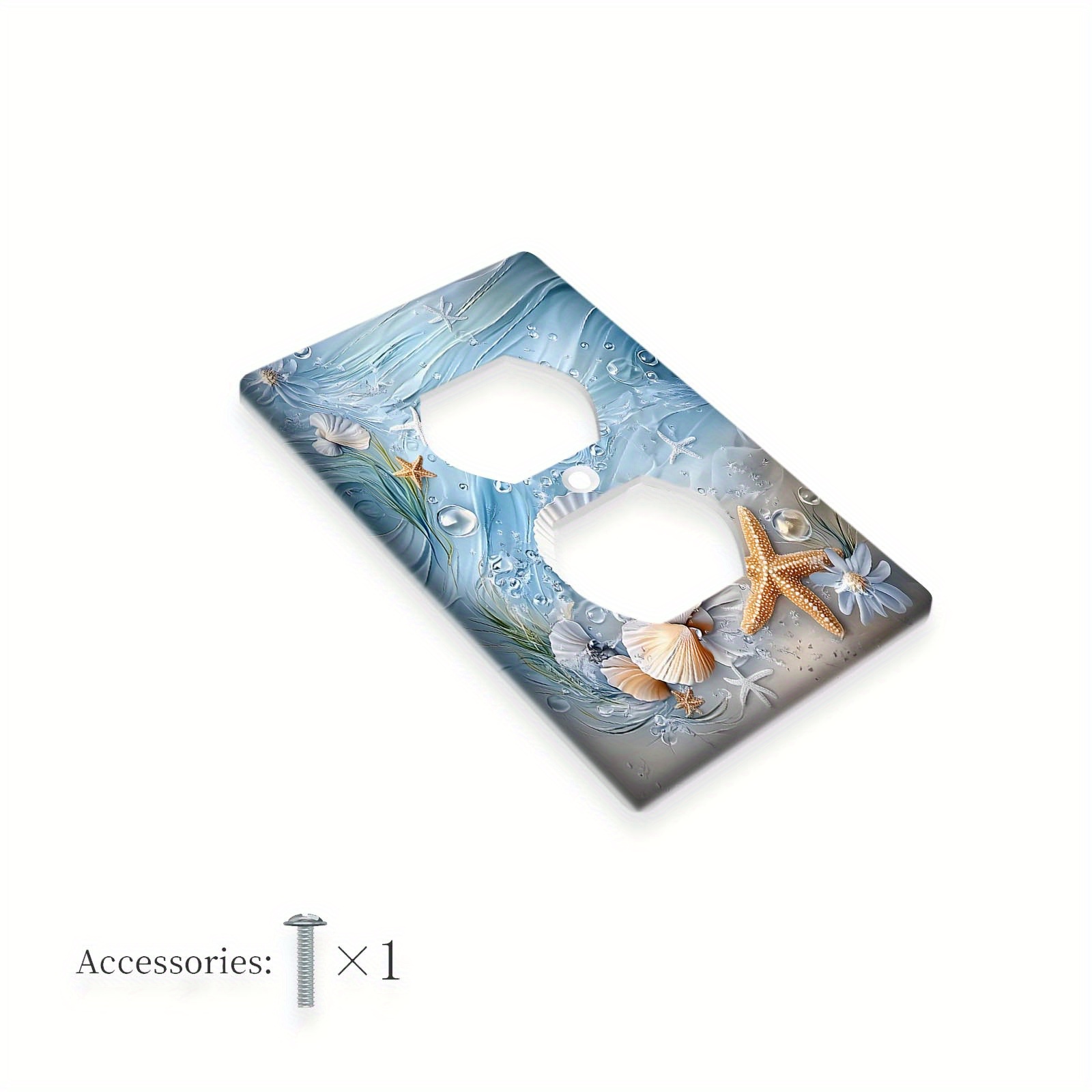 TEMU 1pc Plaque Murale Étoile de Mer et Coquillages 1 Gang/2 Gang | Panneau Imprimé Couvercle de Prise -Cigare pour Chambre à Coucher, Cuisine,