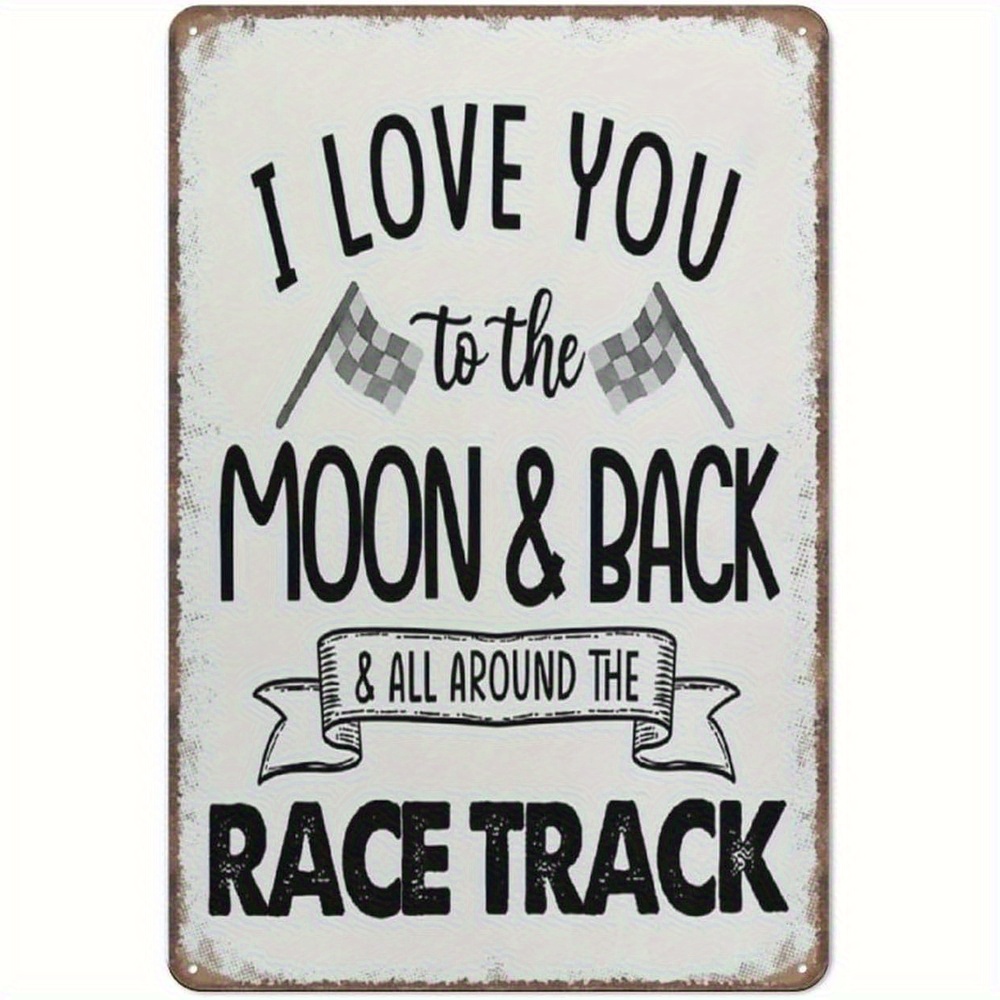 TEMU Funny 2d Flat Vintage Aluminum Wall Art Sign "i Love You & Track", Rustic Plaque, No Electricity Needed, , Ideal For Valentine Thanksgiving Day,
