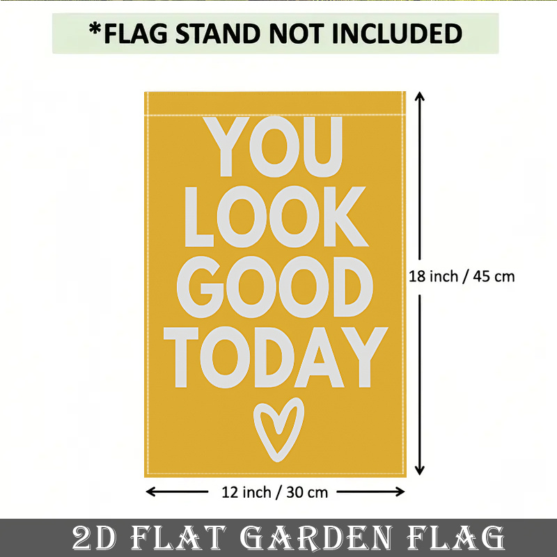 TEMU 2d Flat, 2d Flat Banner, 1pc Yellow & White Garden Flag, Today Design, Double-sided Durable Outdoor Home & Yard Decor, 12x18 Inch, No Pole