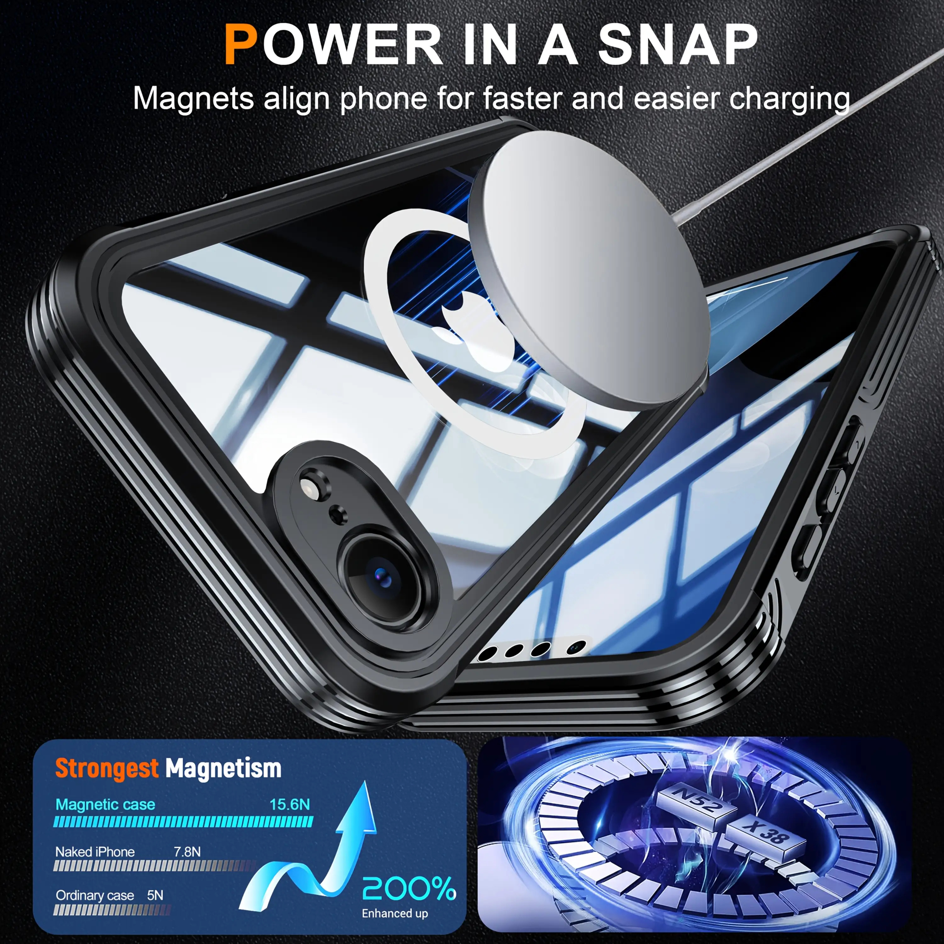 new magnetic wireless charging glass screen   ° anti-drop phone case, suitable for iphone 15 16 17 pro   and 16e 17air- anti-slip shockproof protective cover, shockproof case, antislip grip,  , modern phone shell, durable glass, premium  , shockproof shell, iphone owners, smartphone   Product details 3