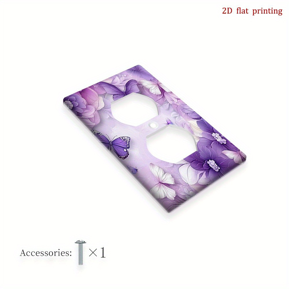TEMU 1pc 2d Flat Printing Purple Butterflies Wall Plate Light Switch Cover, Decorative Outlet Wall Plate, Home Bedroom Kitchen Essentials Decorative