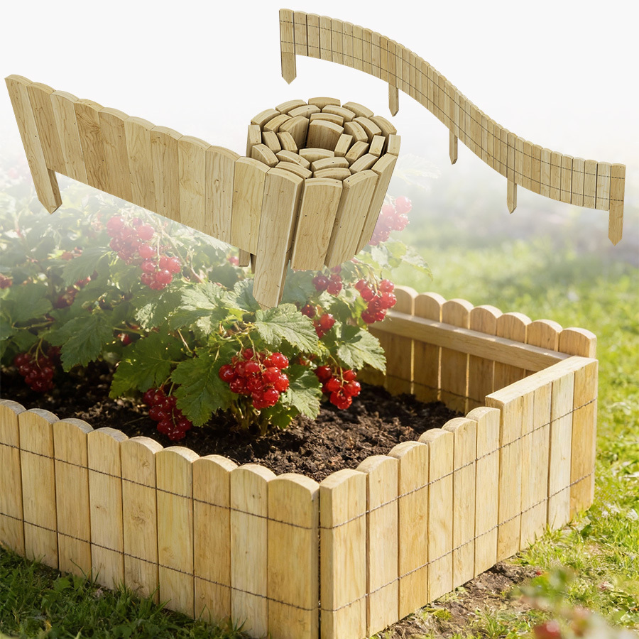 Flexible Wooden Roll Border, 200 X 10//40cm Natural Wood Garden Edging, Decorative Lawn & Flower Bed Border, Easy-install Lawn & Plant Bed Fence For Yard, Nature/