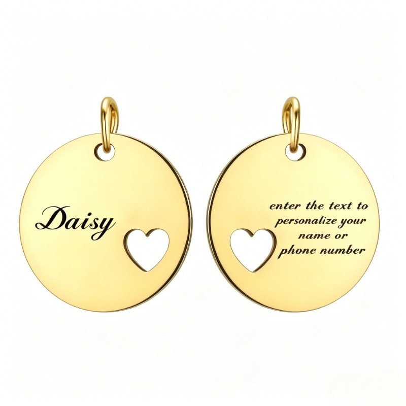TEMU [Gepersonaliseerd] 1 stuks Gepersonaliseerde Ronde Holle Huisdier RVS ID Tag, De Achterkant Kan Worden Gepersonaliseerd met Huisdier Naam,