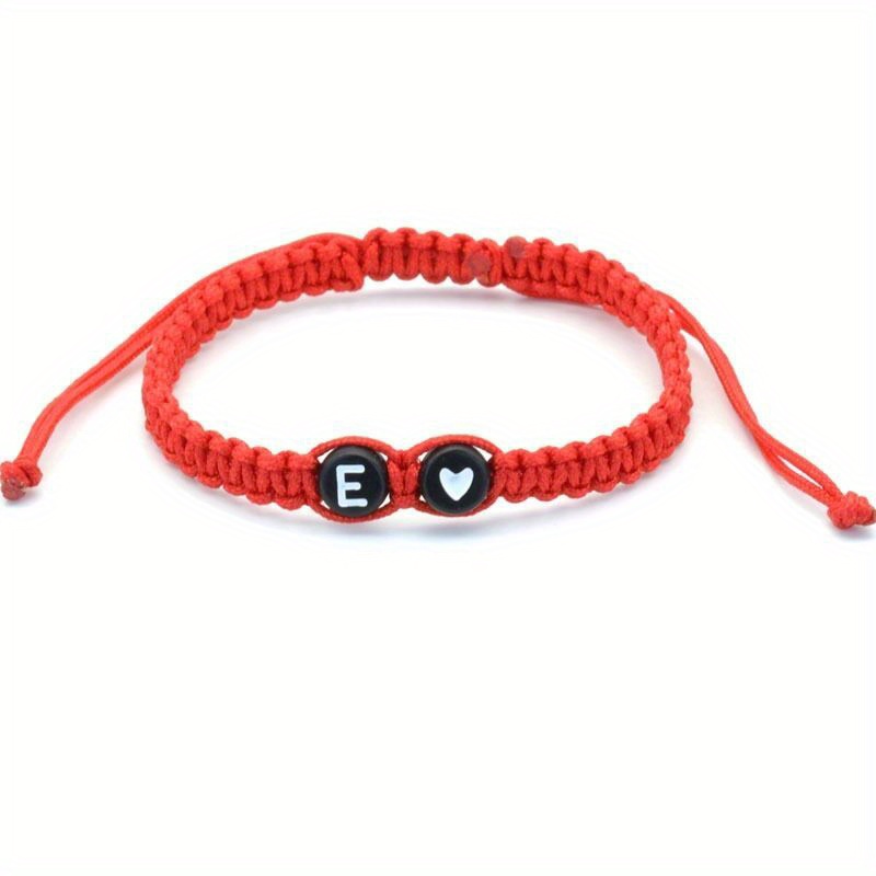 Adjustable Braided Couple Bracelet Heart Letter Charms Red Rope