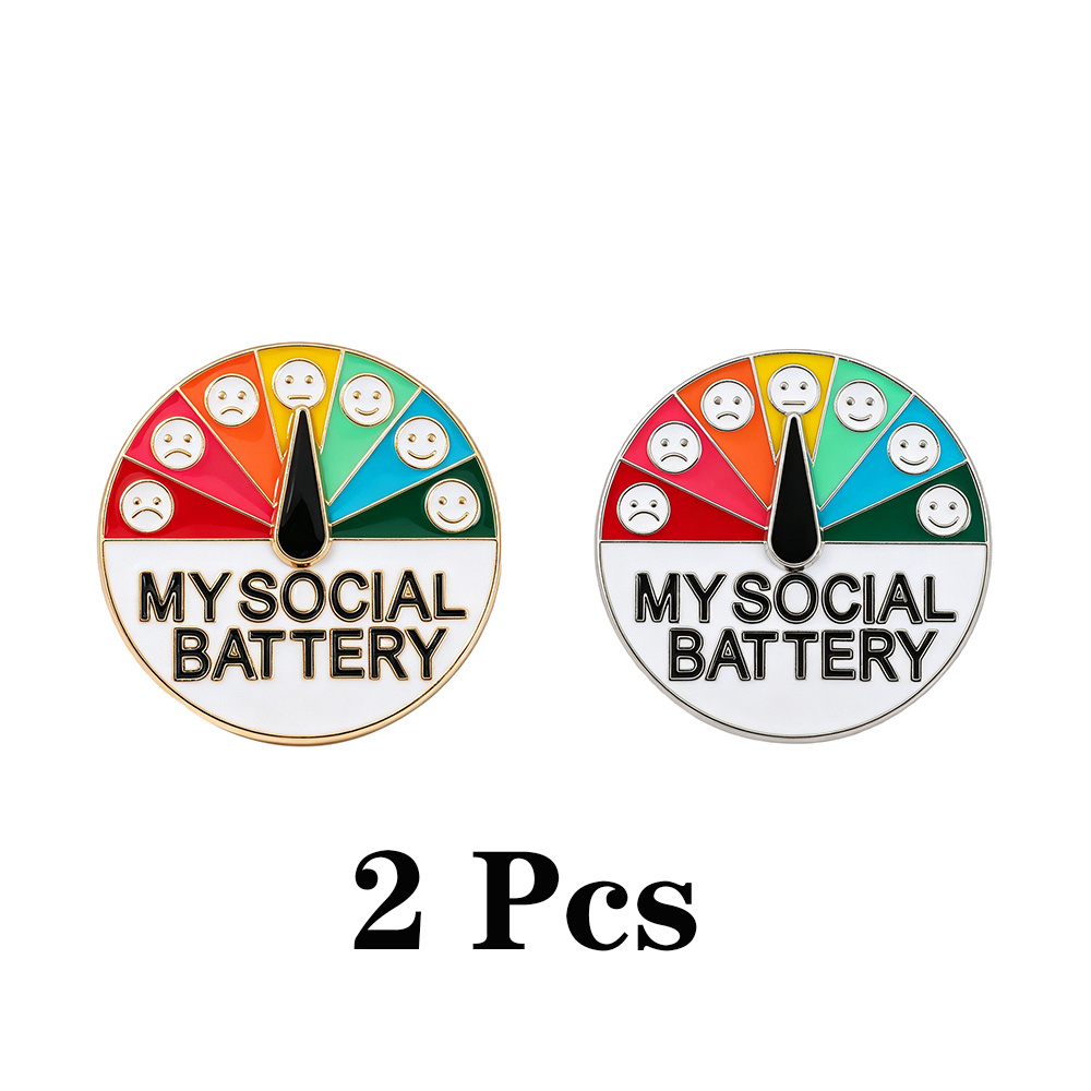 TEMU 2pcs Cartoon Brooch Classic Mysocialbattery Enamel Pin Metal Badge Jewelry Clothing Backpack Accessories A Gift For