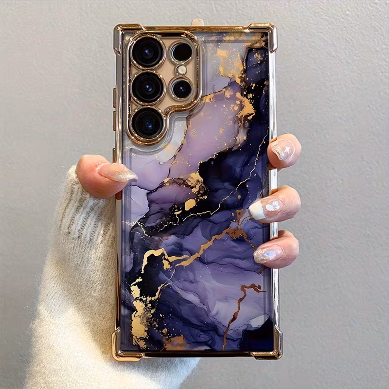 phone case premium purple marble pattern shockproof corner Qatar