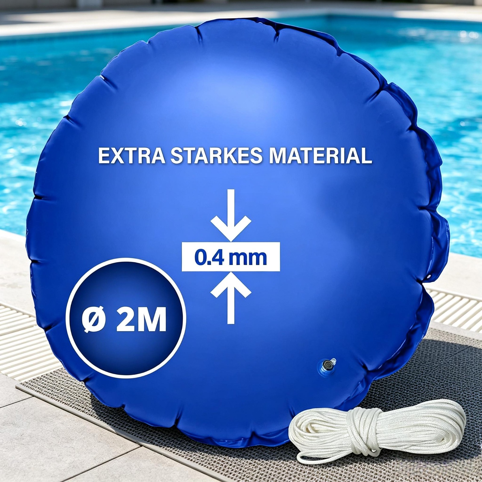 Image of 2-meter Swimming Pool Pillow Round Set, Including Meter Fixed Rope And 6 Repair Allowances, Perfect Swimming Pool Accessories To Cover Winter And Weather